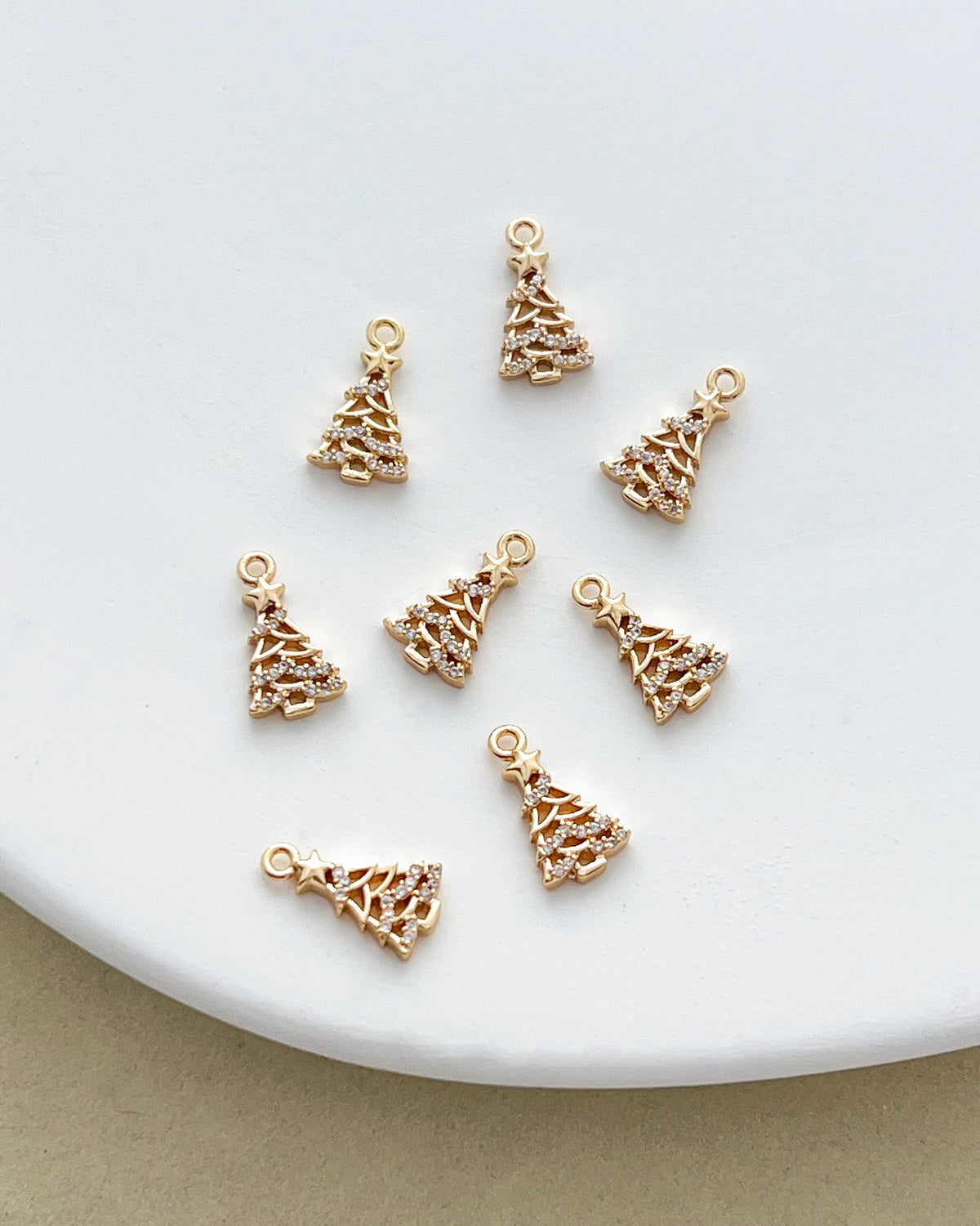 14K Gold Filled Zircon Christmas Tree Earring Charms