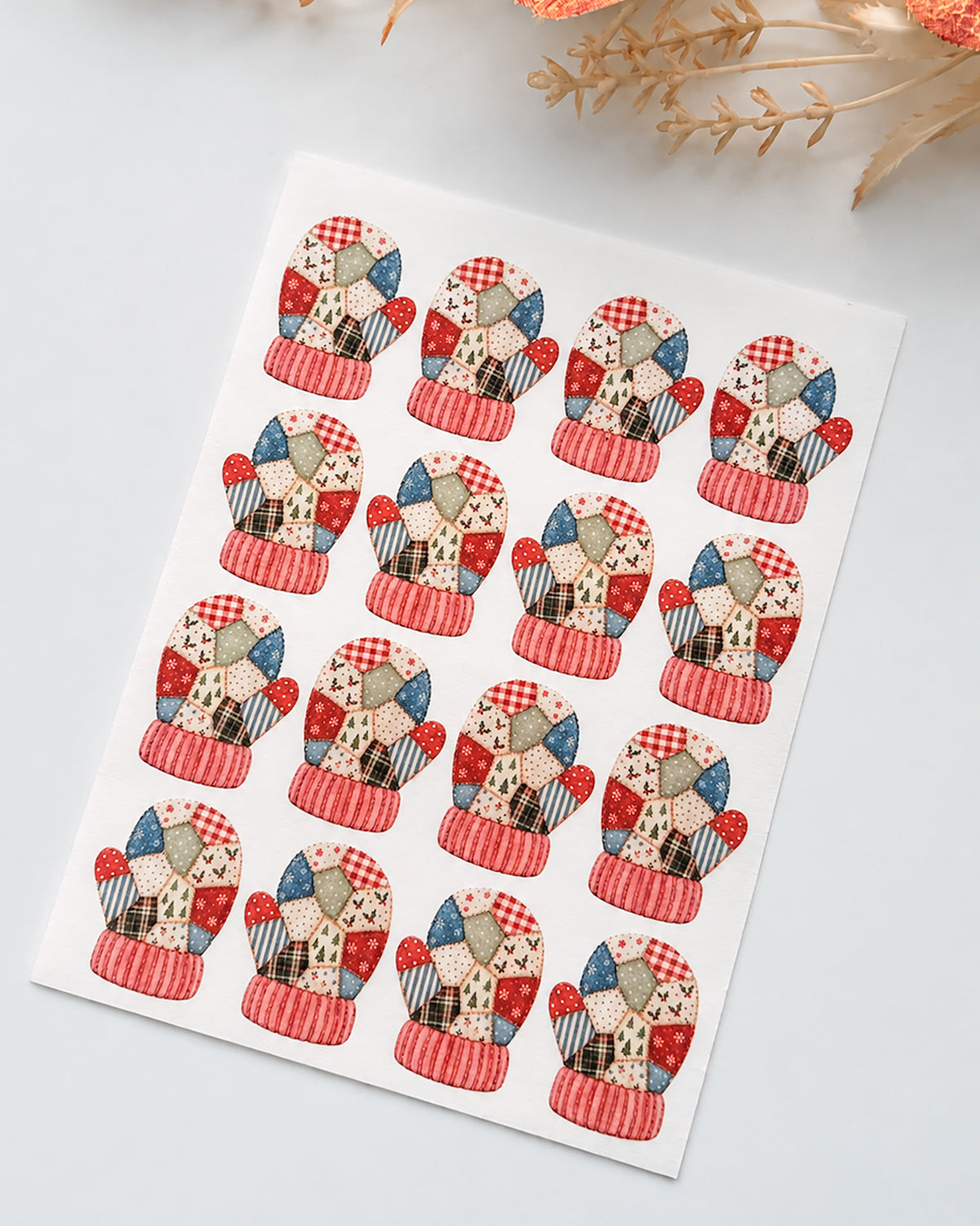 Patchwork Christmas Mitten Polymer Clay Transfer Paper & Matching Cutters