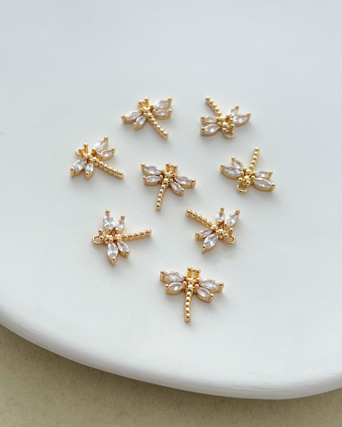 14K Gold Filled Zircon Dragonfly Earring Charms