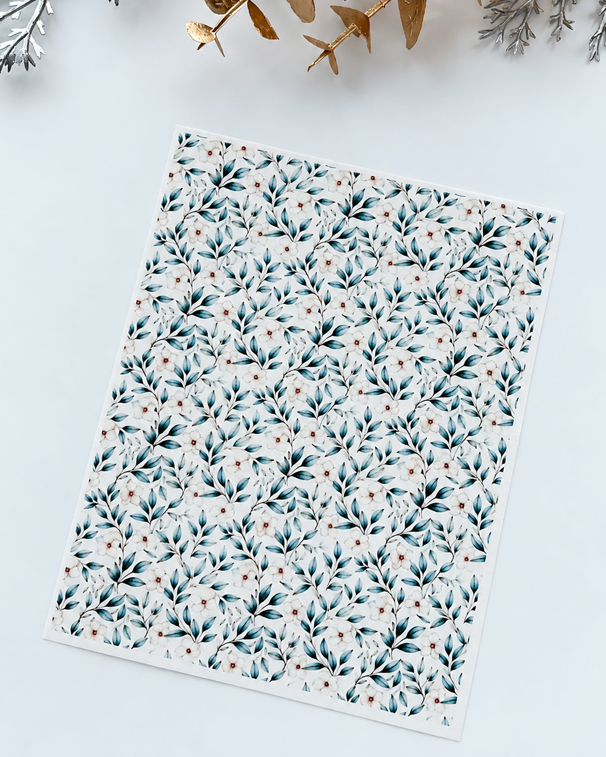 Ivory Floral Vines Polymer Clay Transfer Paper