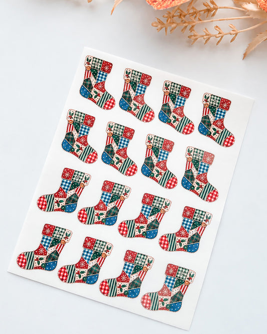 Patchwork Christmas Stocking Polymer Clay Transfer Paper & Matching Cutters