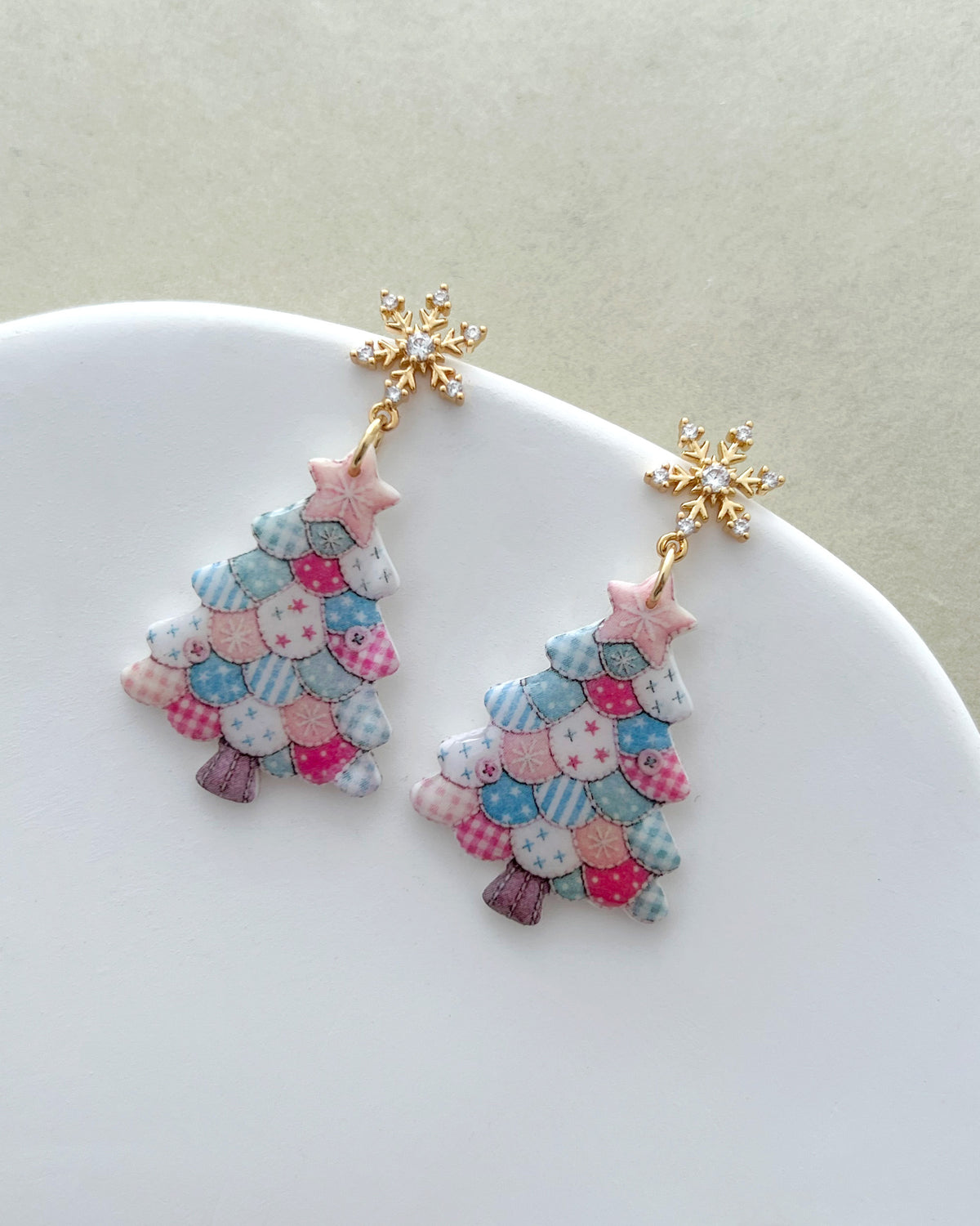 14K Gold Plated Zircon Snowflake Earring Posts with Loop