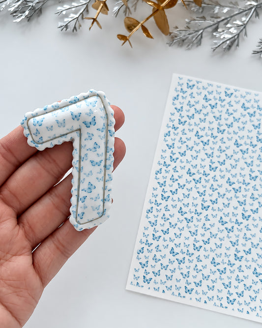 Blue Butterflies Polymer Clay Transfer Paper