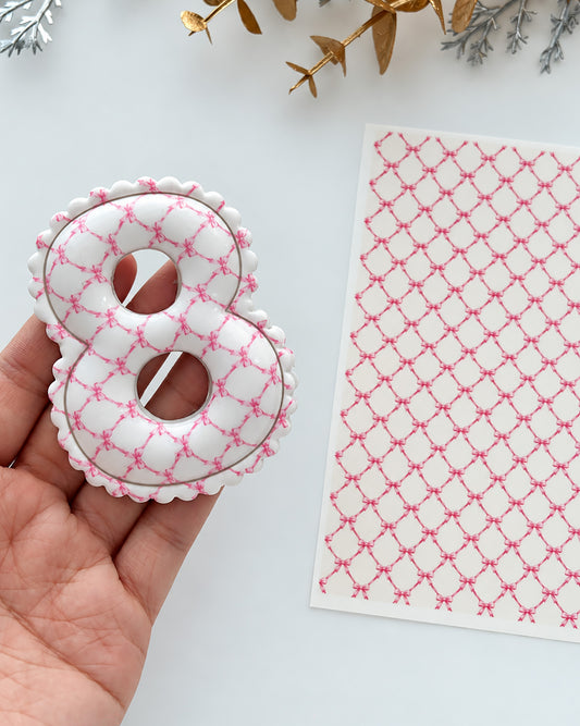 Pink Bow Trellis Polymer Clay Transfer Paper