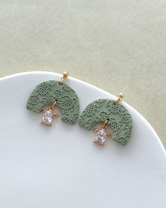 14K Gold Filled Zircon Turtle Earring Charms