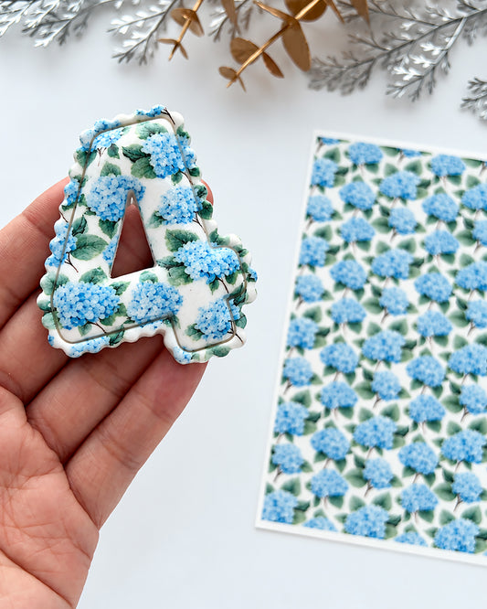Blue Hydrangeas Polymer Clay Transfer Paper