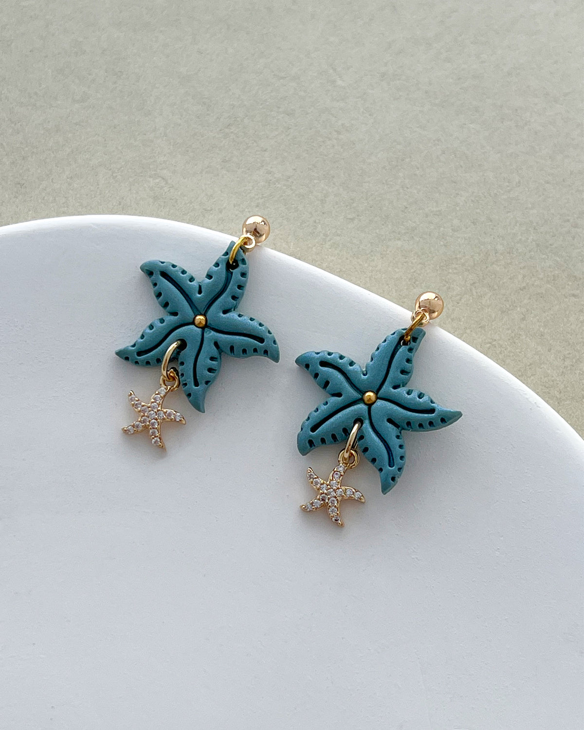 14K Gold Filled Zircon Starfish Earring Charms