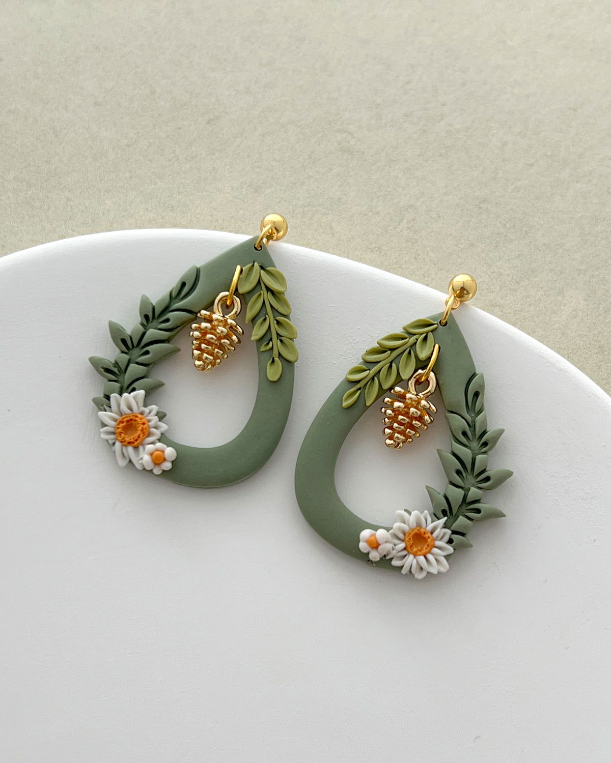 14K Gold Filled Pine Cone Earring Charms