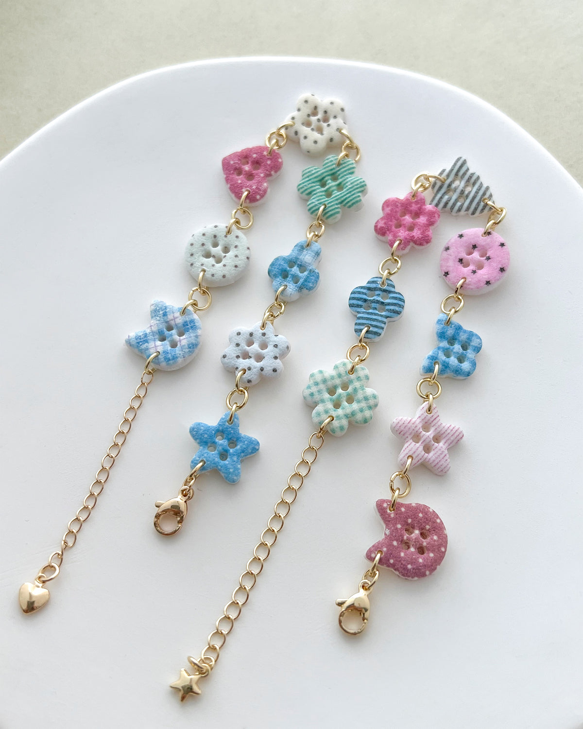 14K Gold Filled Heart & Star Charm Extender Chains with Lobster Clasps