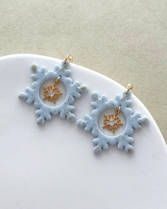 14K Gold Filled Zircon Snowflake Earring Charms