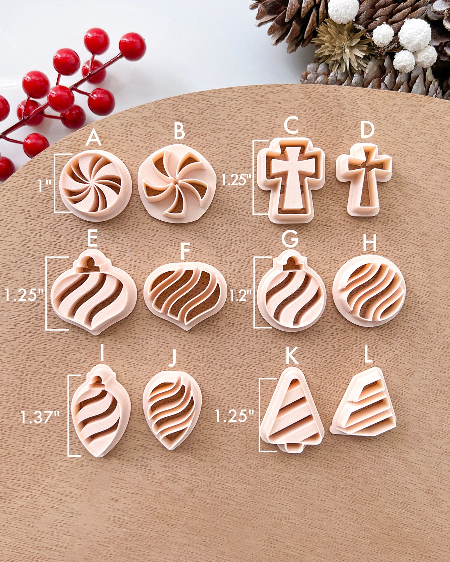 Christmas Ornaments Polymer Clay Cutters | Holiday Clay Earring Cutters Set for Jewelry Making