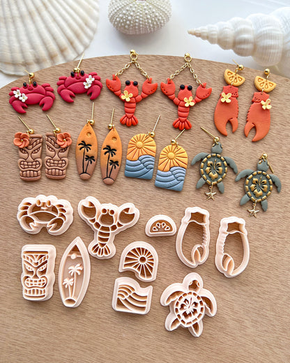 Ocean Beach Polymer Clay Cutters | Sea Animal Clay Cutters | Crab | Lobster | Turtle