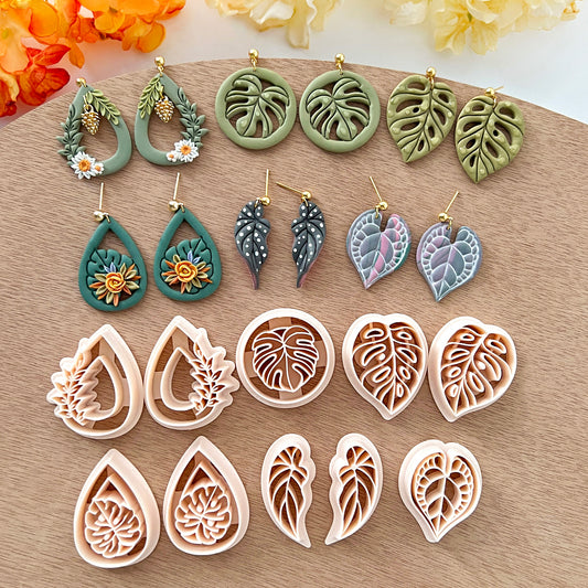 Spring Polymer Clay Cutters | Leaf Clay Cutters | Clay Earring Cutters | Jewelry Making | Polymer Clay Tools | Tropical Leaves Shape Cutters