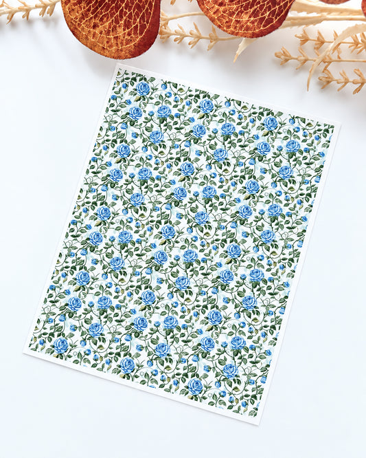 Blue Rose Garden Polymer Clay Transfer Paper