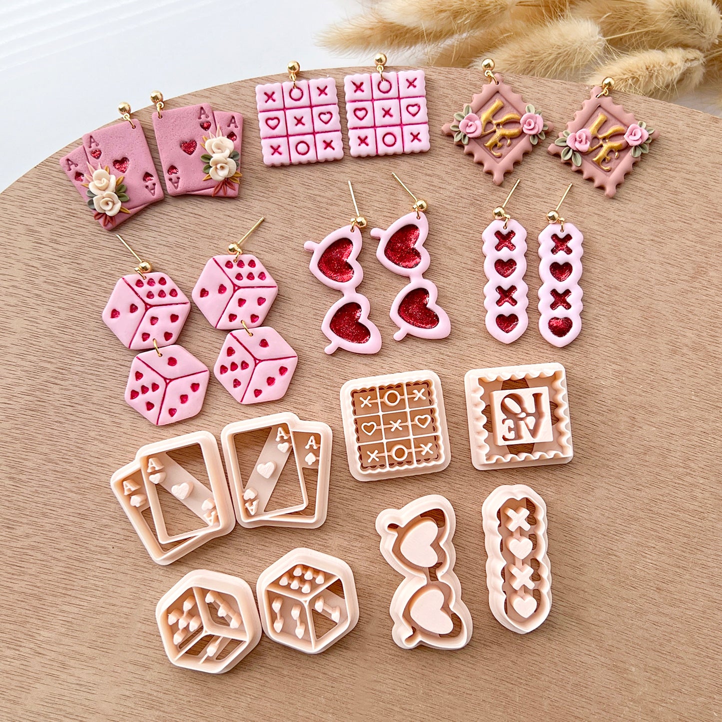 Valentines Polymer Clay Cutters | XOXO Clay Earring Cutter Set | Love Dice | Poker | Sunglasses