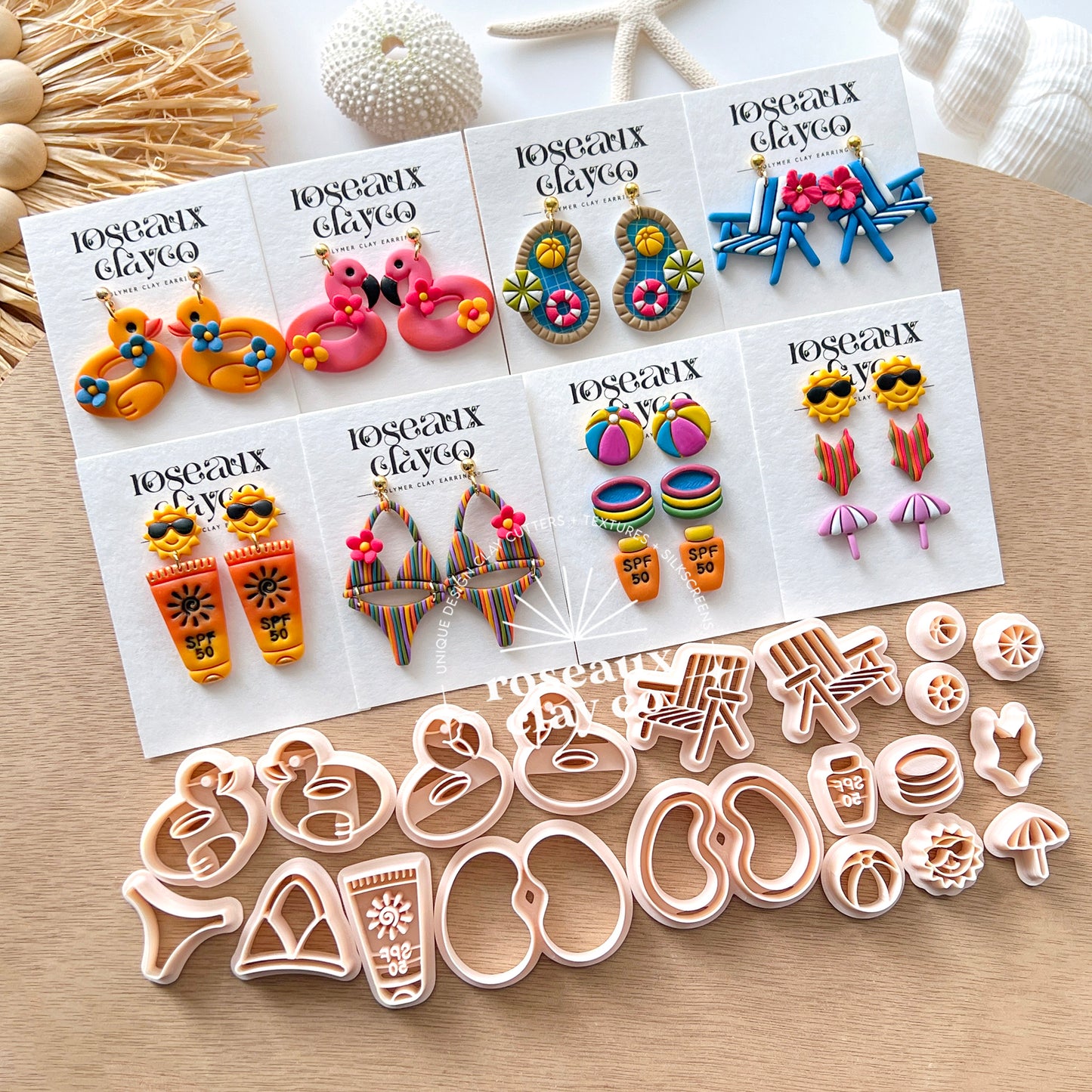 RoseauxClayCo Summer Pool Party Polymer Clay Cutters
