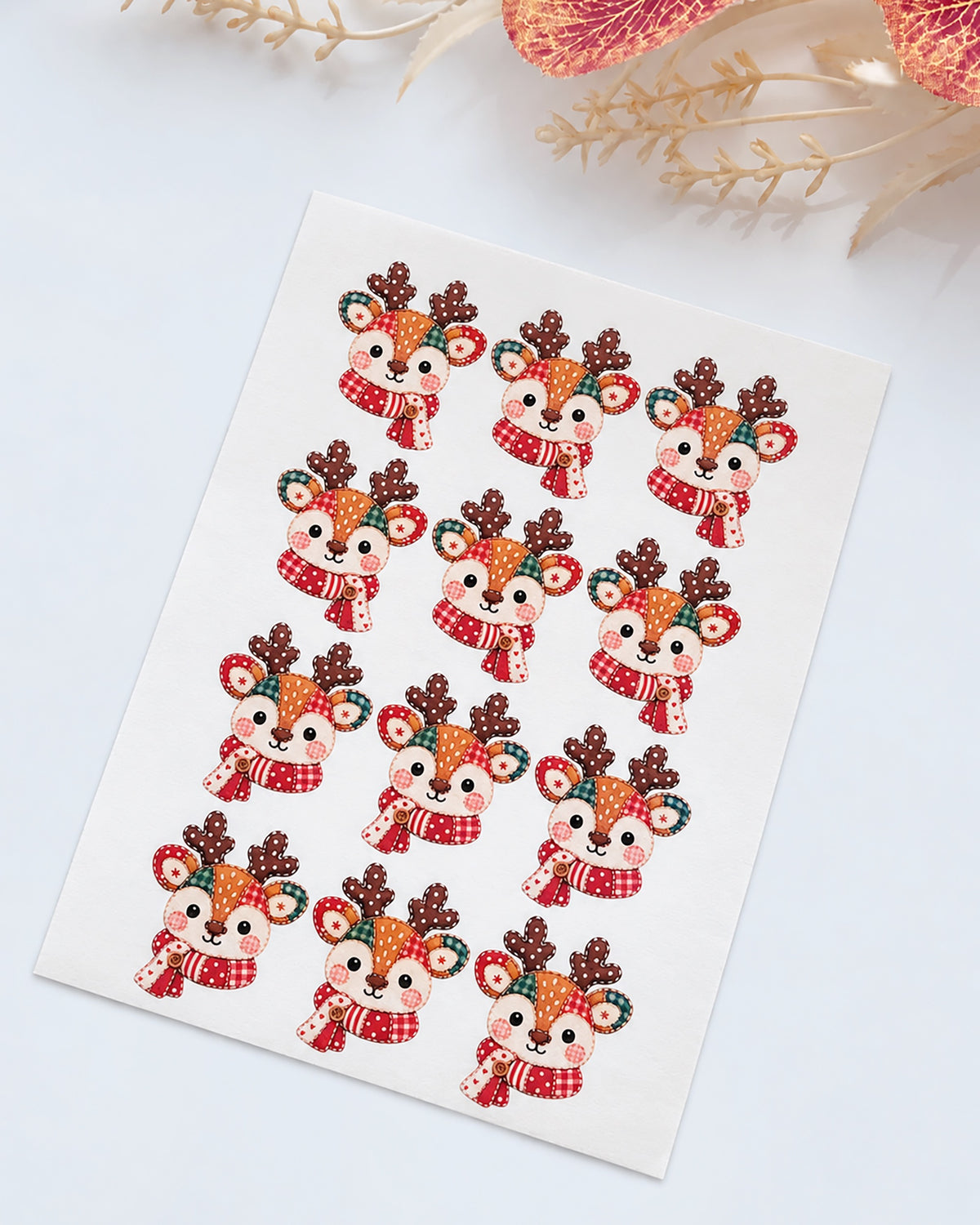Patchwork Reindeer Polymer Clay Transfer Paper & Matching Cutters