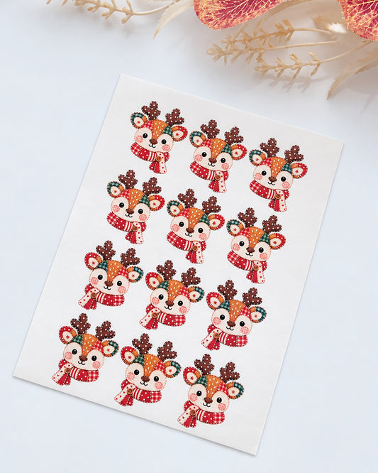 Patchwork Reindeer Polymer Clay Transfer Paper & Matching Cutters