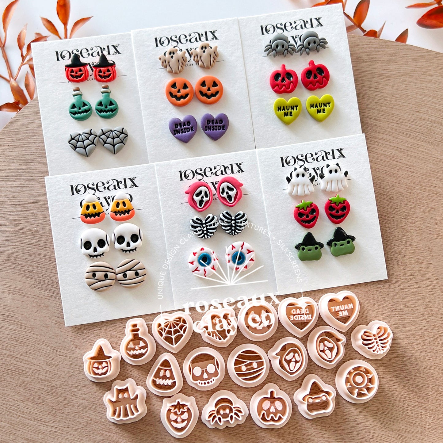 RoseauxClayCo Fall Halloween Stud Polymer Clay Cutters