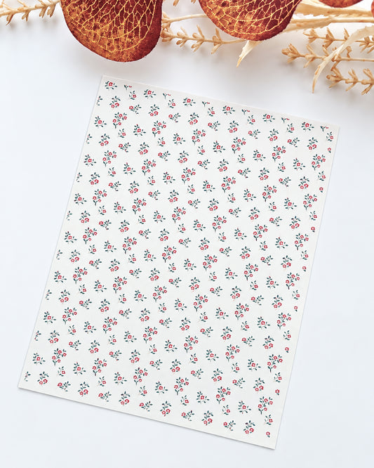 Tiny Red Florals Polymer Clay Transfer Paper