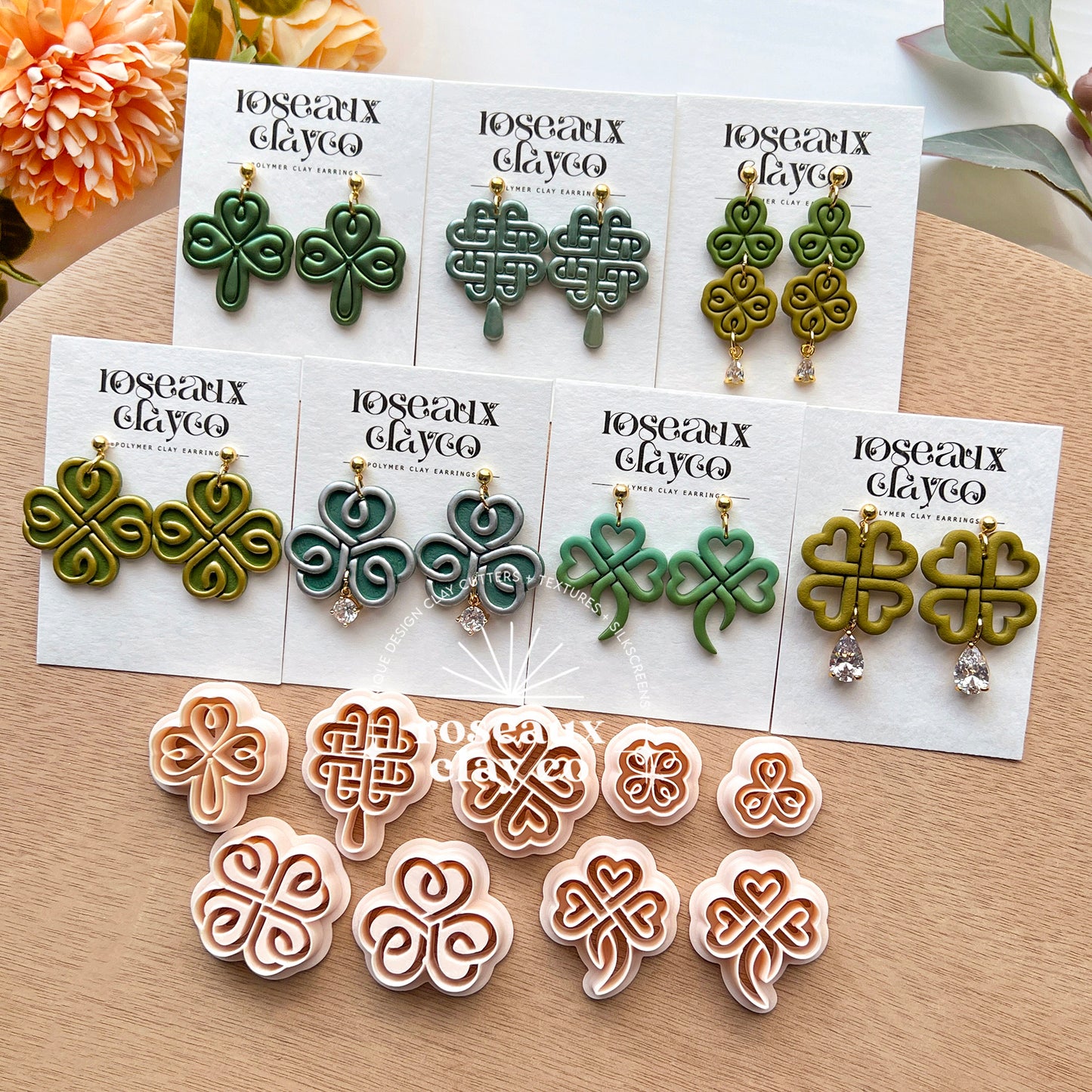 RoseauxClayCo Celtic Clover Polymer Clay Cutters