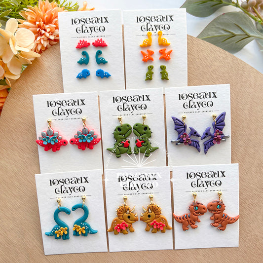 RoseauxClayCo Dinosaur Polymer Clay Earrings