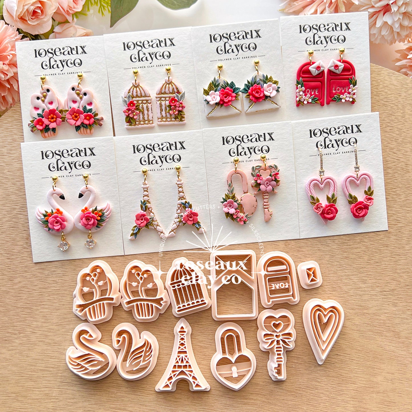 RoseauxClayCo Valentine's Day Polymer Clay Cutters Set