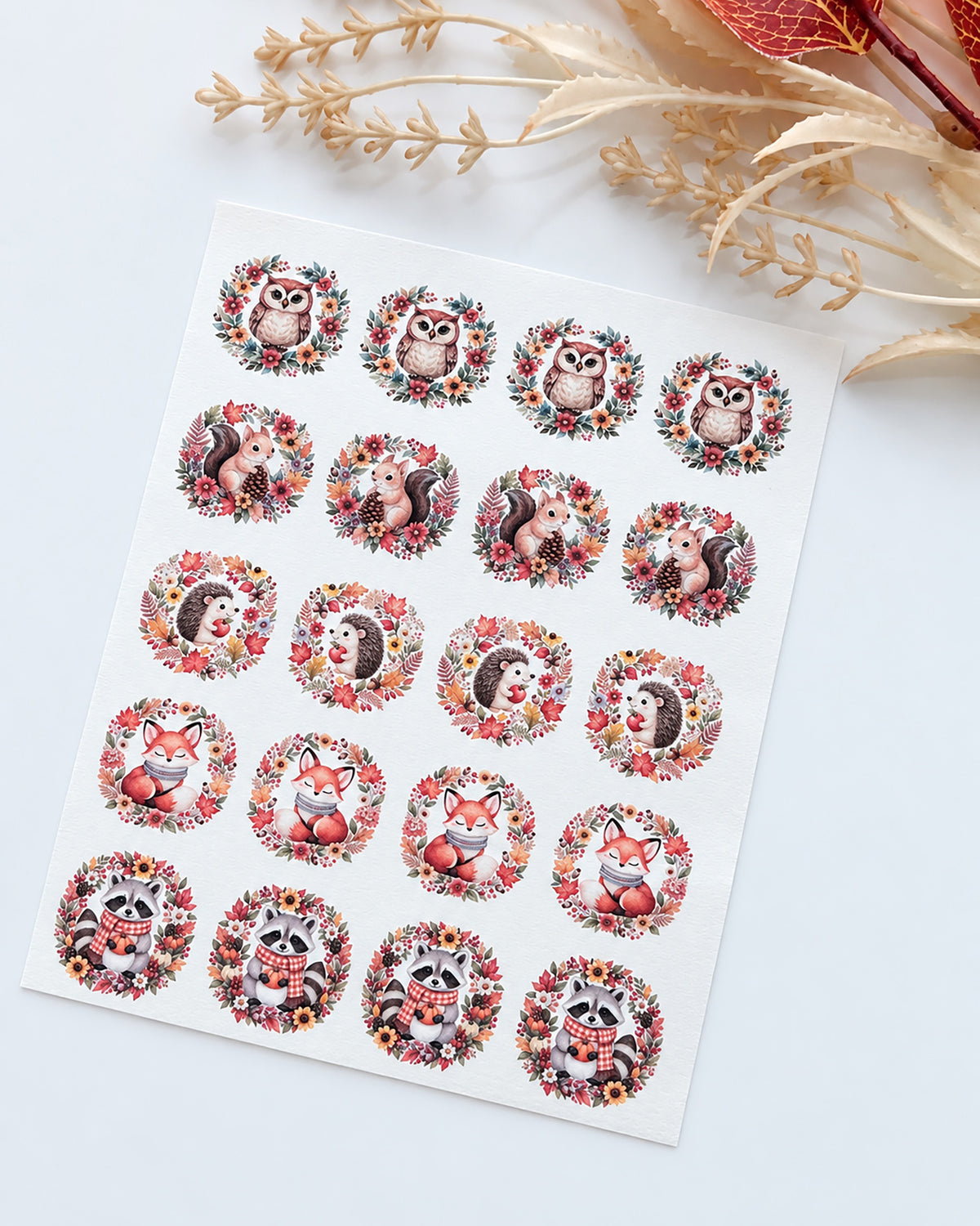 Autumn Woodland Animals Polymer Clay Transfer Paper