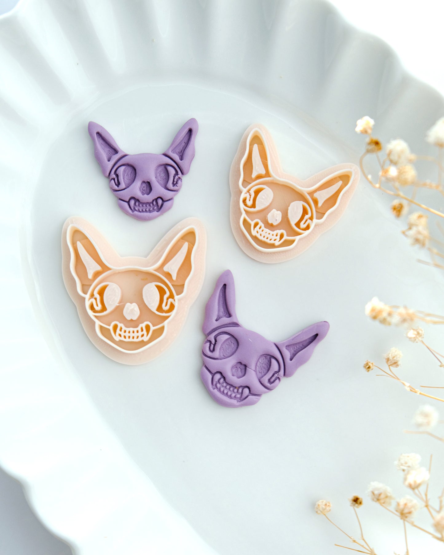 Halloween Cat Skull Polymer Clay Cutters