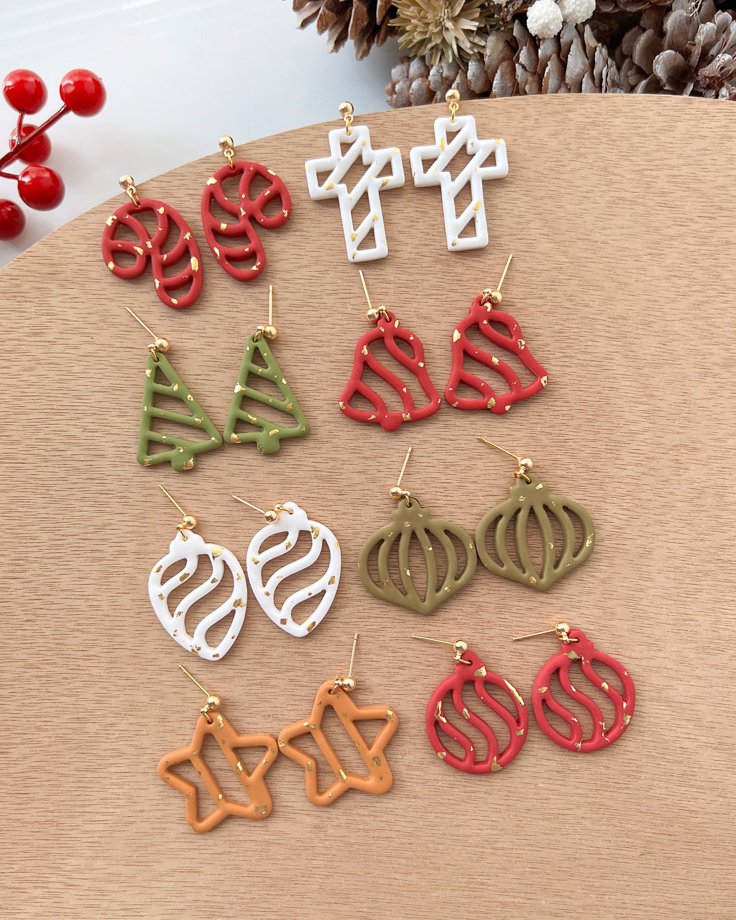 Winter Christmas Polymer Clay Cutters | Holiday Ornaments Clay Earring Cutters Set for Jewelry Making