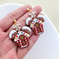 10PCS 14K Gold Plated Clear Zircon Double Hole Bowknot Bow Earring Charms