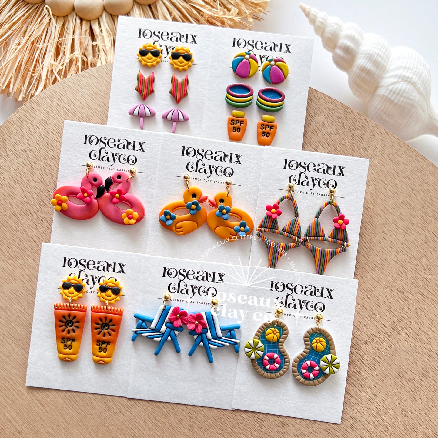 RoseauxClayCo Summer Pool Party Polymer Clay Cutters