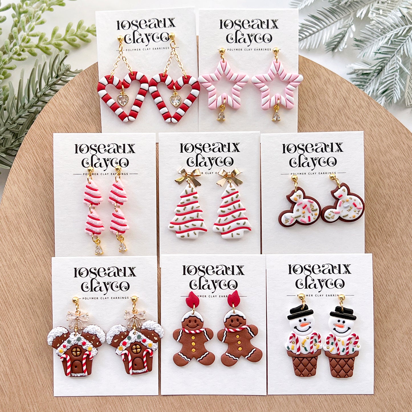 Christmas Polymer Clay Cutters | Candy Cane Cutters | Gingerbread | Snowman | Tree Sugar Cookie