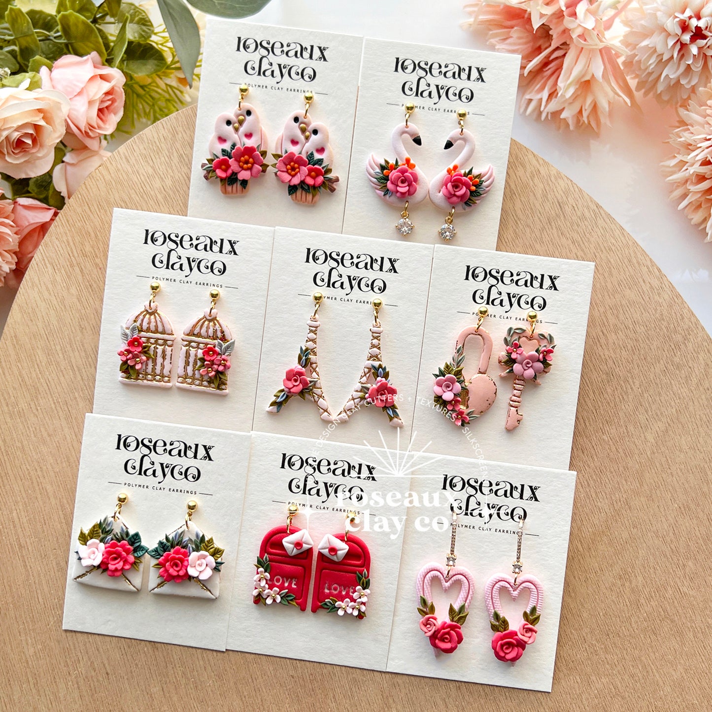 RoseauxClayCo Valentine's Day Polymer Clay Cutters Set