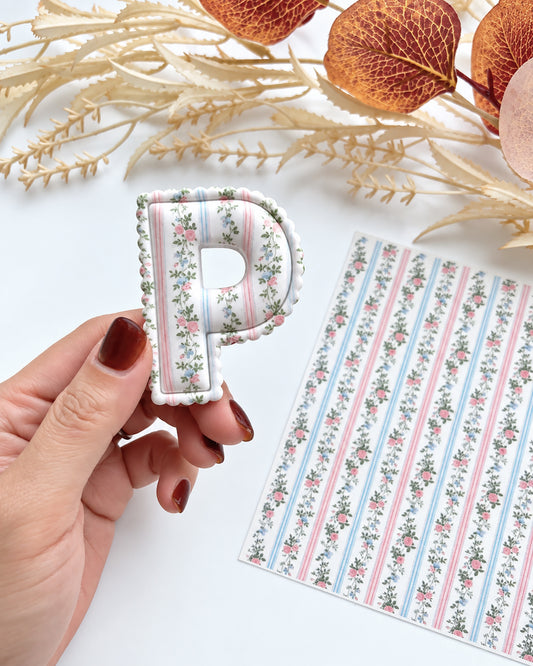 Rose Stripe Polymer Clay Transfer Paper