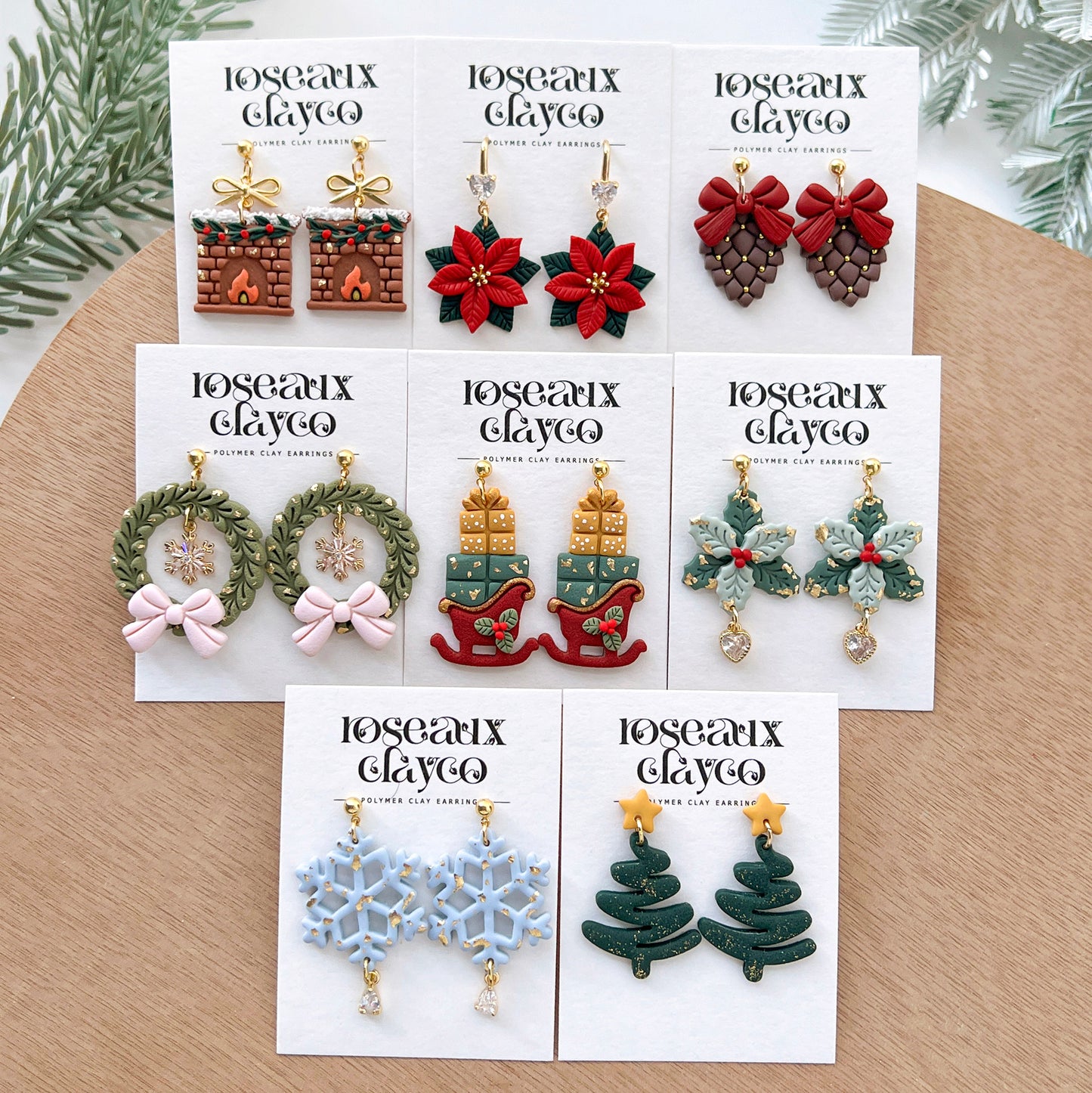 Winter Polymer Clay Cutters | Wreath | Snowflake | Poinsettia