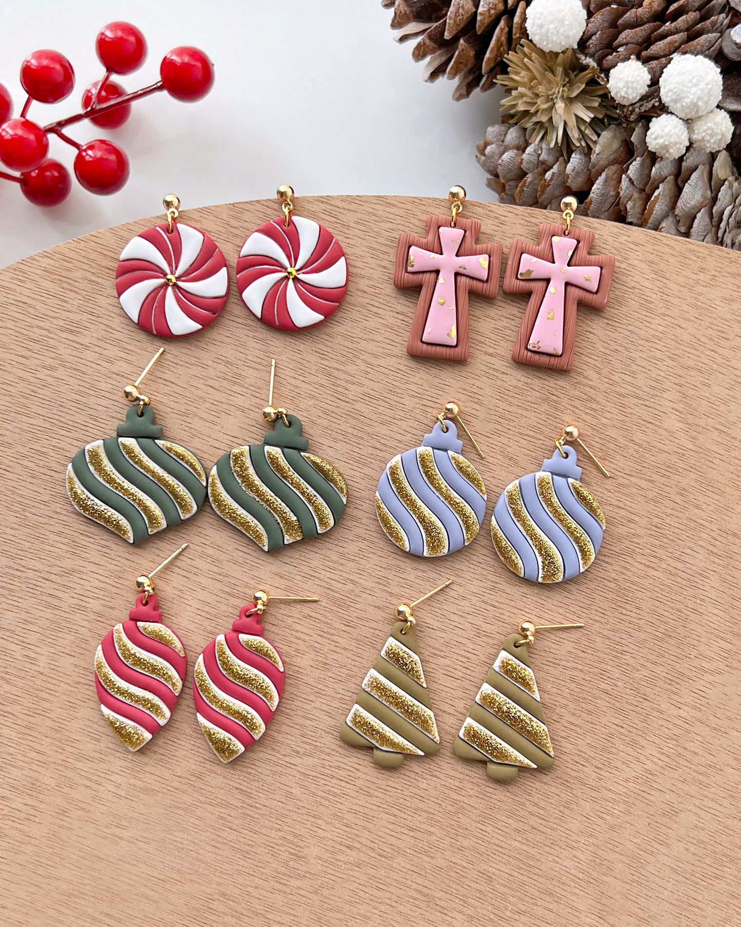 Christmas Ornaments Polymer Clay Cutters | Holiday Clay Earring Cutters Set for Jewelry Making