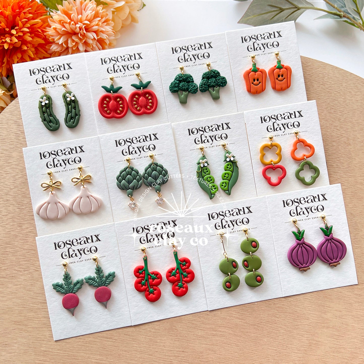 RoseauxClayCo Veggies Polymer Clay Cutter Set