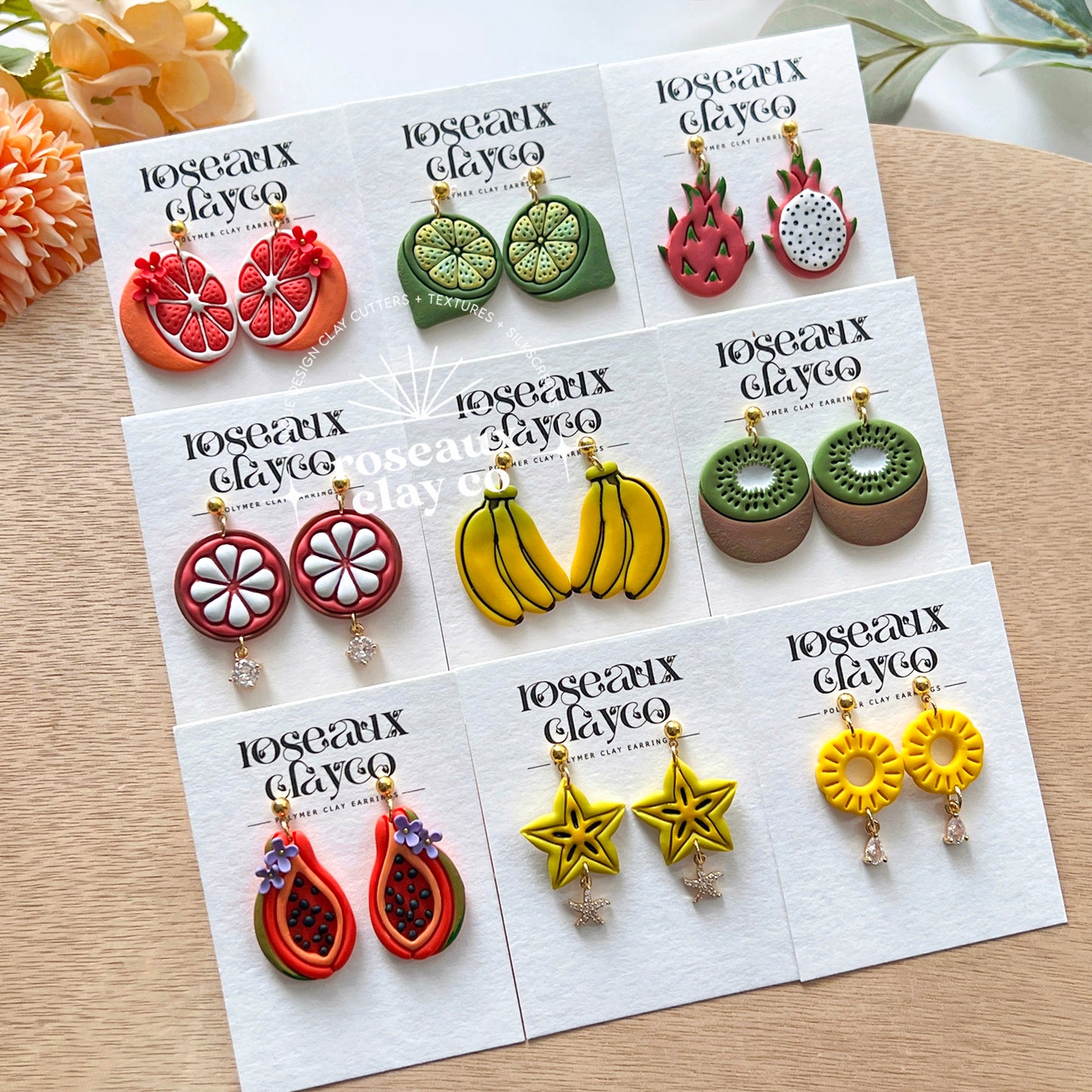RoseauxClayCo Tropical Fruit Polymer Clay Cutters