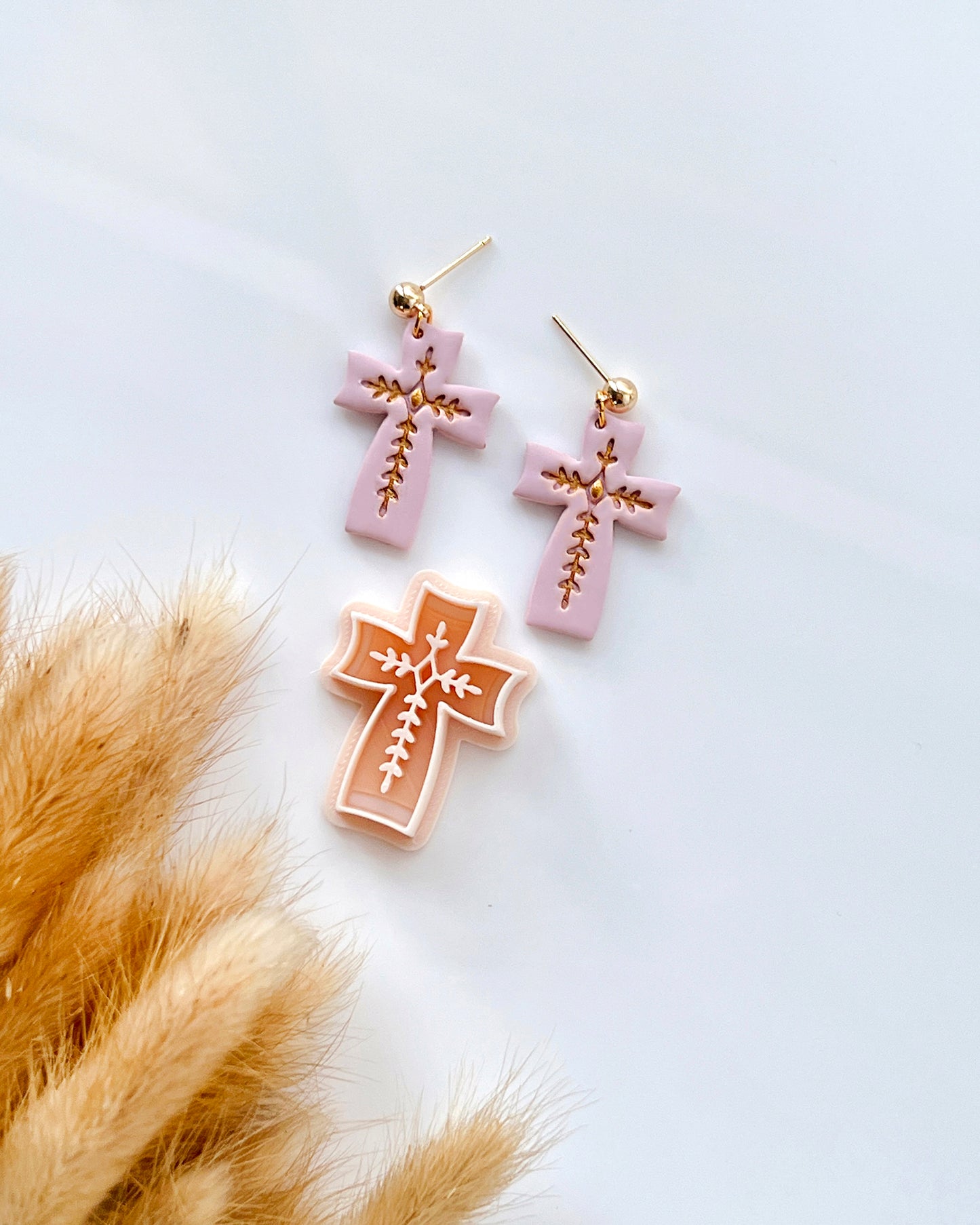 Floral Cross Polymer Clay Cutter