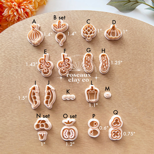 RoseauxClayCo Veggies Polymer Clay Cutter Set