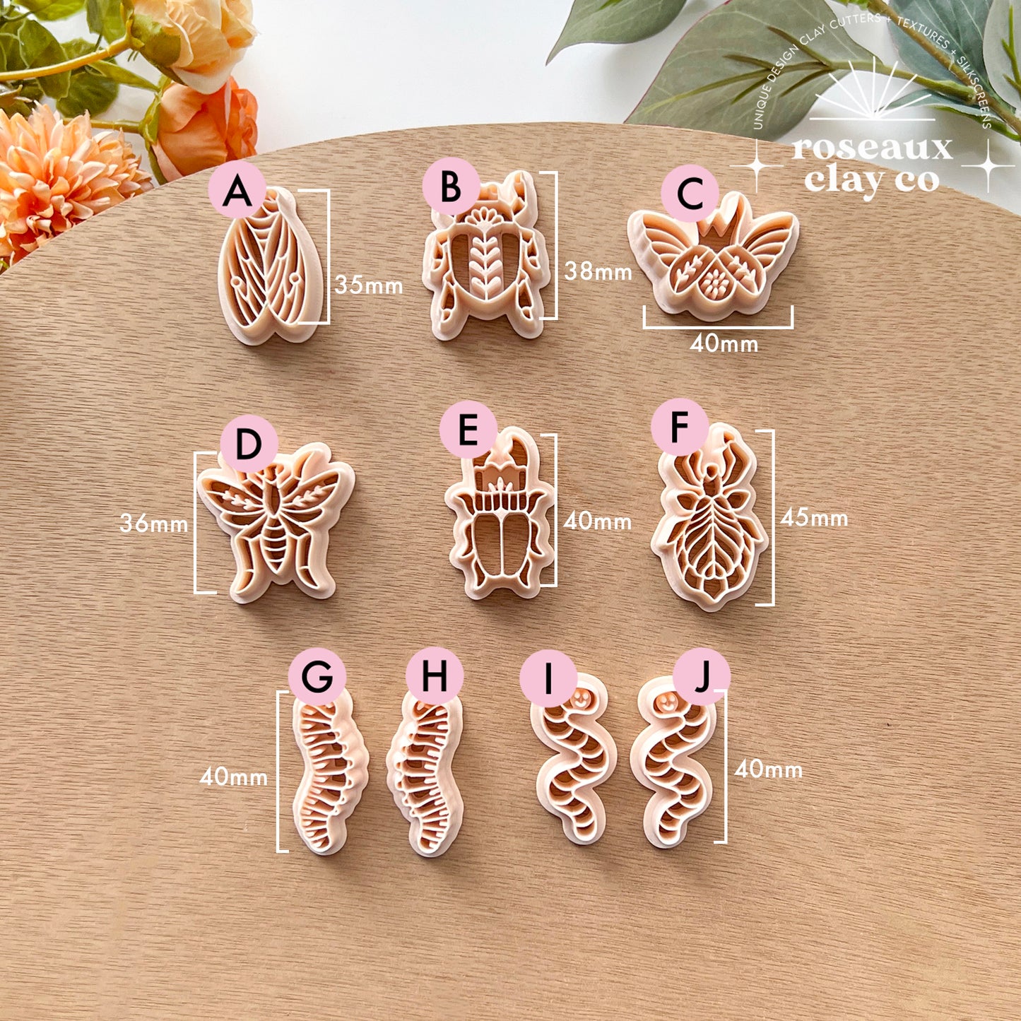 RoseauxClayCo Insect Polymer Clay Cutters
