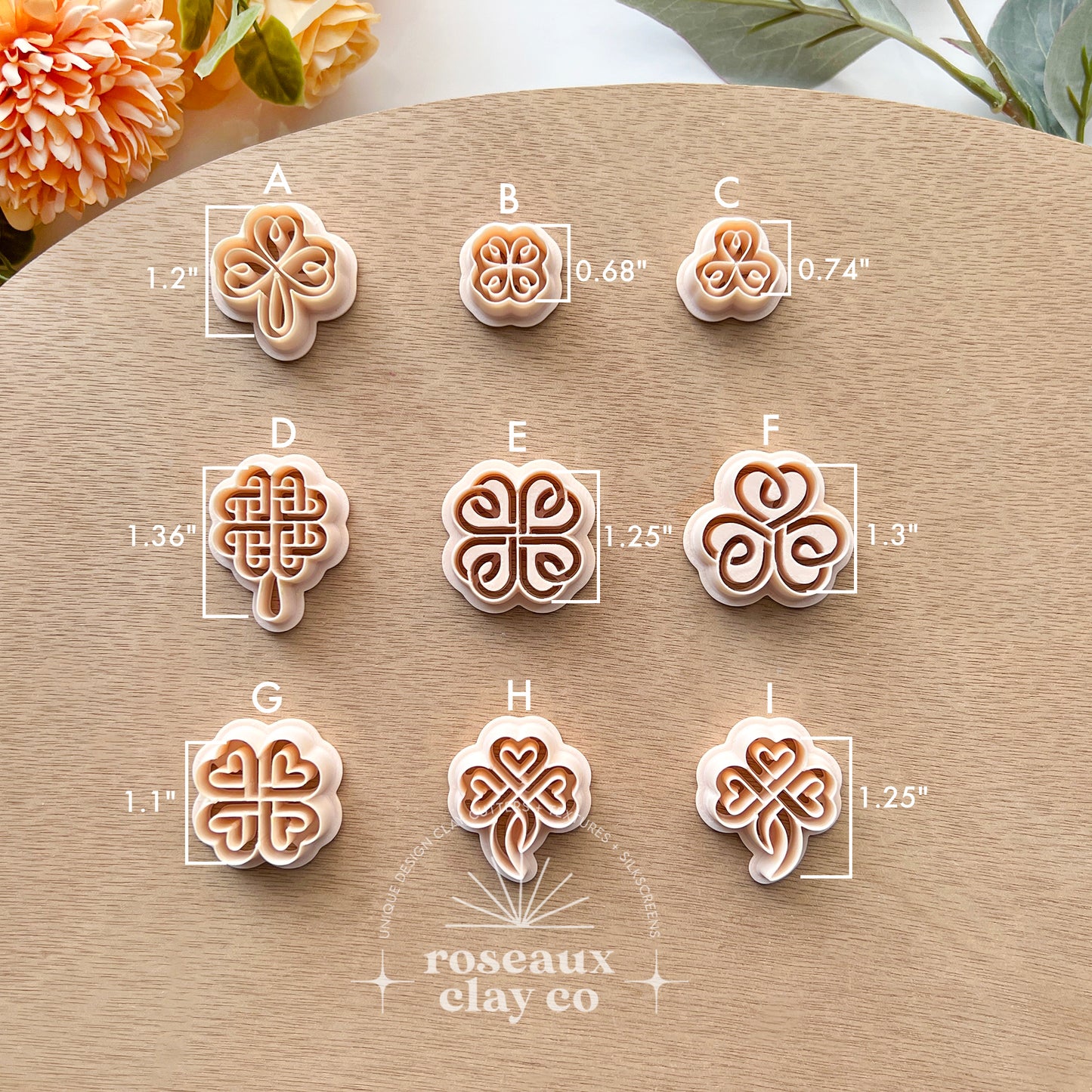 RoseauxClayCo Celtic Clover Polymer Clay Cutters