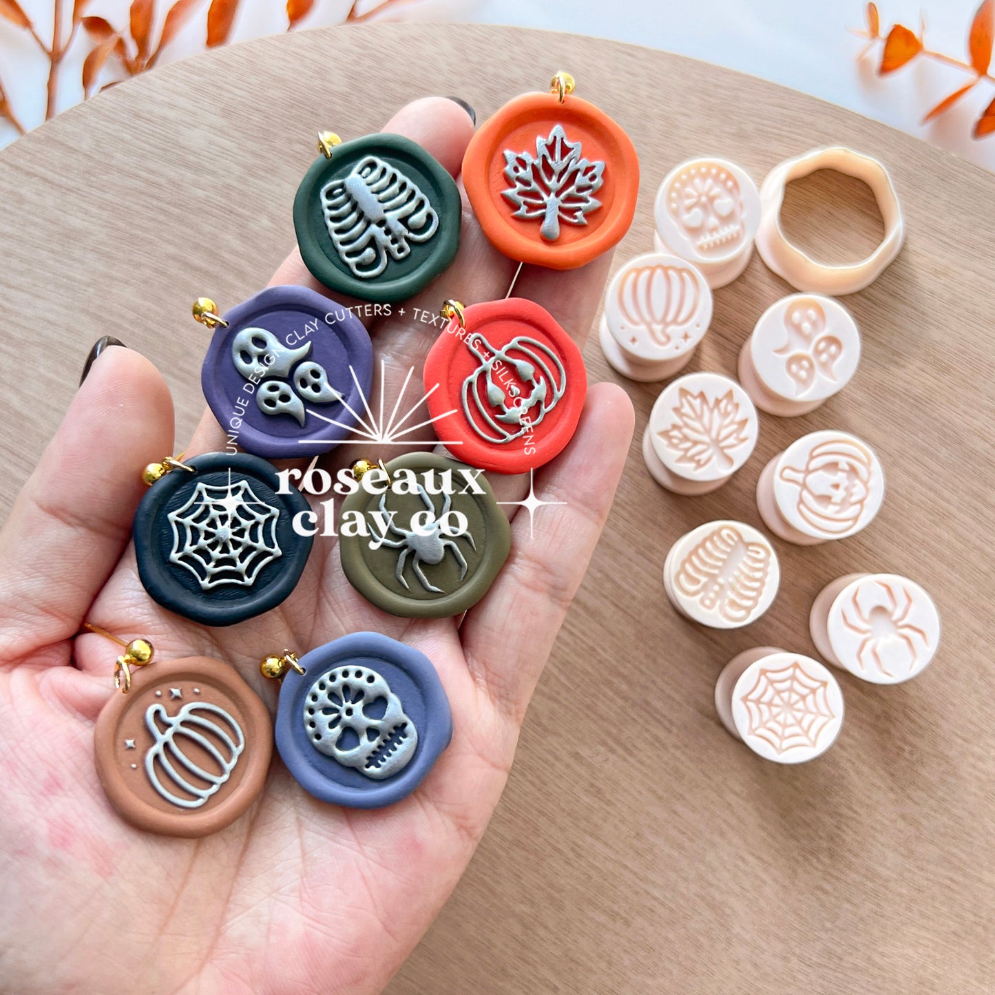 RoseauxClayCo Fall Halloween Wax Seal Stamp Clay Cutters