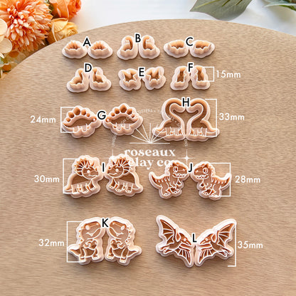 RoseauxClayCo Dinosaur Polymer Clay Cutters