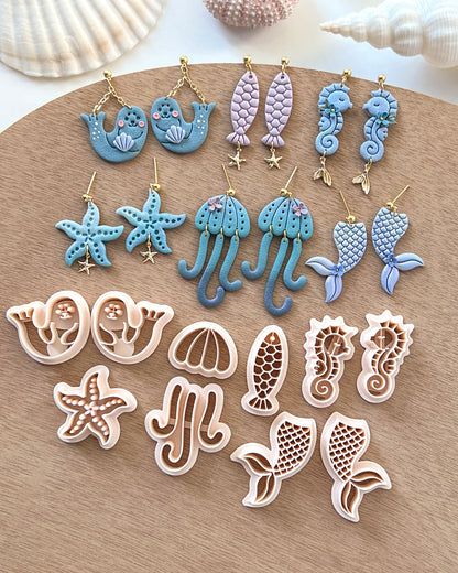 Ocean Sea Animal Polymer Clay Cutters | Jellyfish | Starfish | Seal | Seahorse