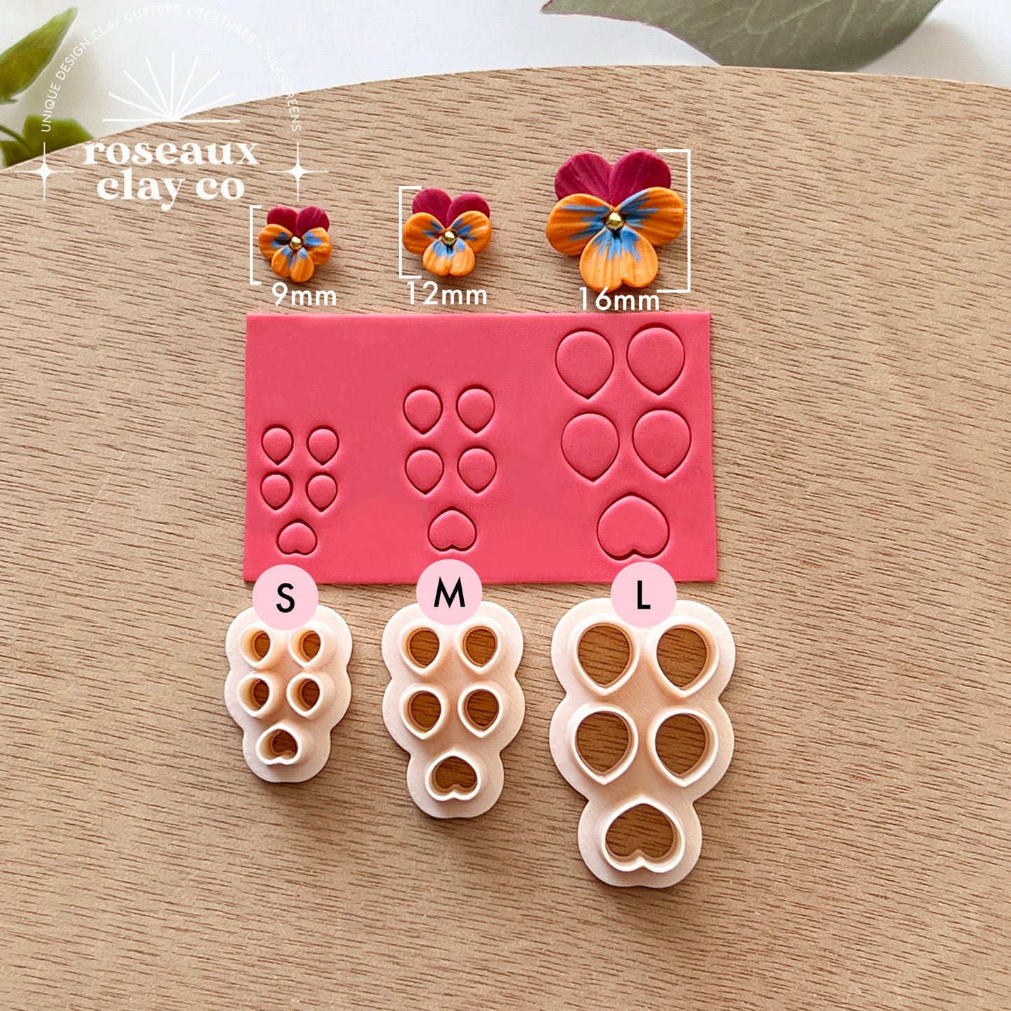 RoseauxClayCo Pansy Petal Polymer Clay Cutter