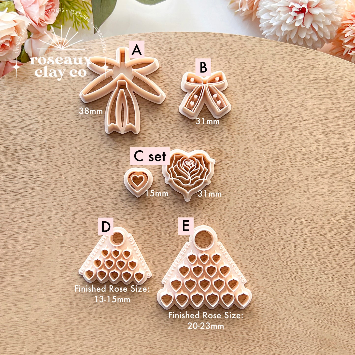 RoseauxClayCo 3D Layered Rose Polymer Clay Cutters