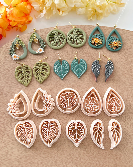 Spring Polymer Clay Cutters | Leaf Clay Cutters | Clay Earring Cutters | Jewelry Making | Polymer Clay Tools | Tropical Leaves Shape Cutters