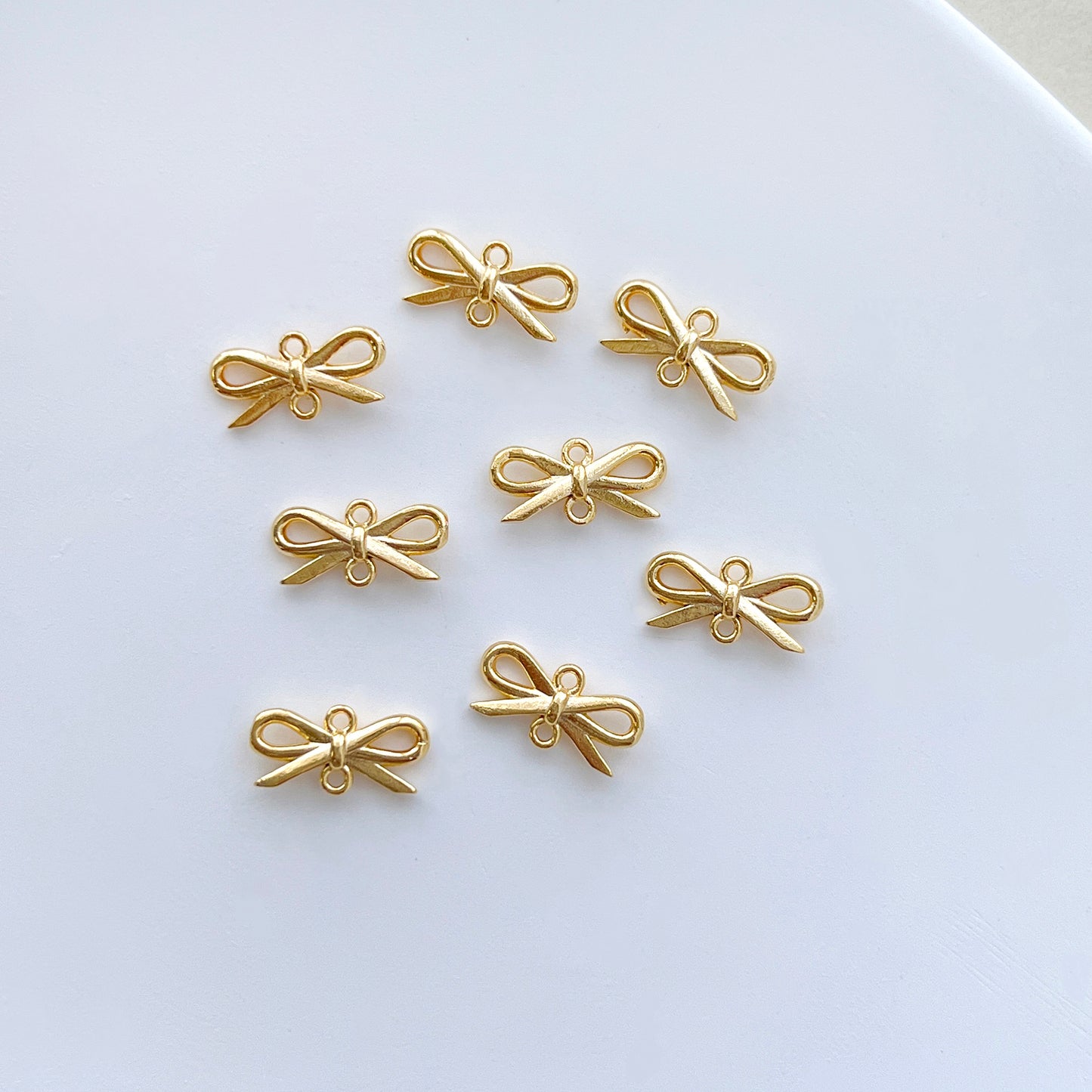 10PCS 14K Gold Plated Double Hole Bowknot Earring Charms